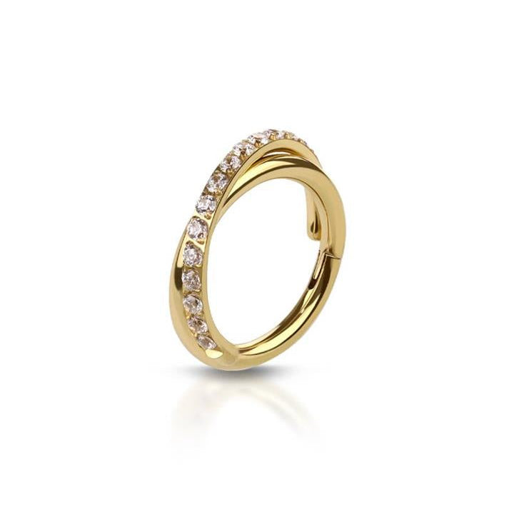Premium Crystal Edge Twist Segment Ring 16g