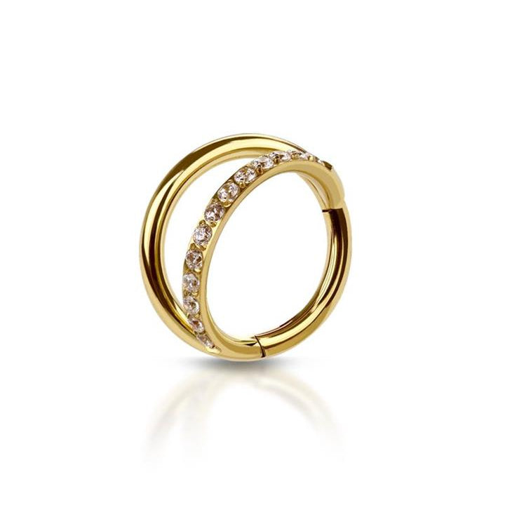 Premium Crystal Edge Double Stack Segment Ring 18g - 16g