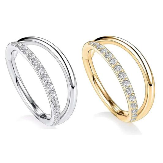 Premium Crystal Edge Double Stack Segment Ring 18g - 16g