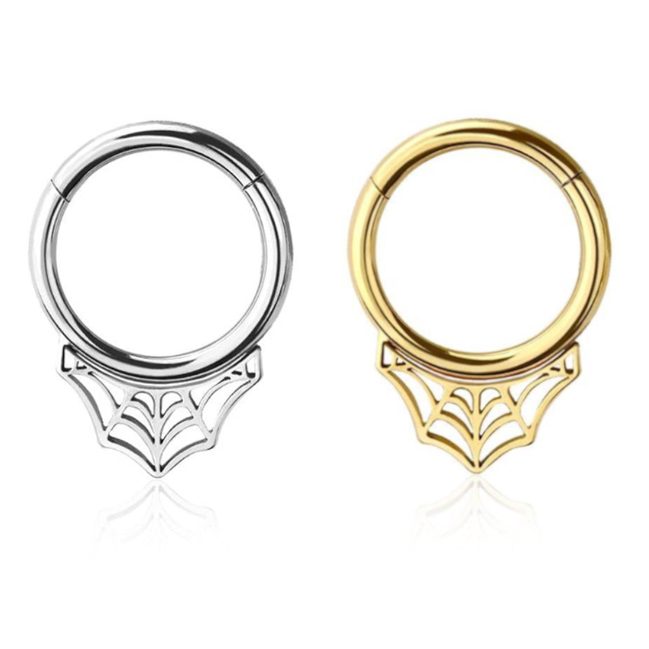 Premium Surgical Steel Spider Web Hinged Segment Ring 16g