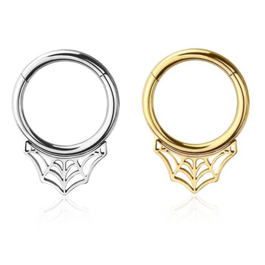 Premium Surgical Steel Spider Web Hinged Segment Ring 16g