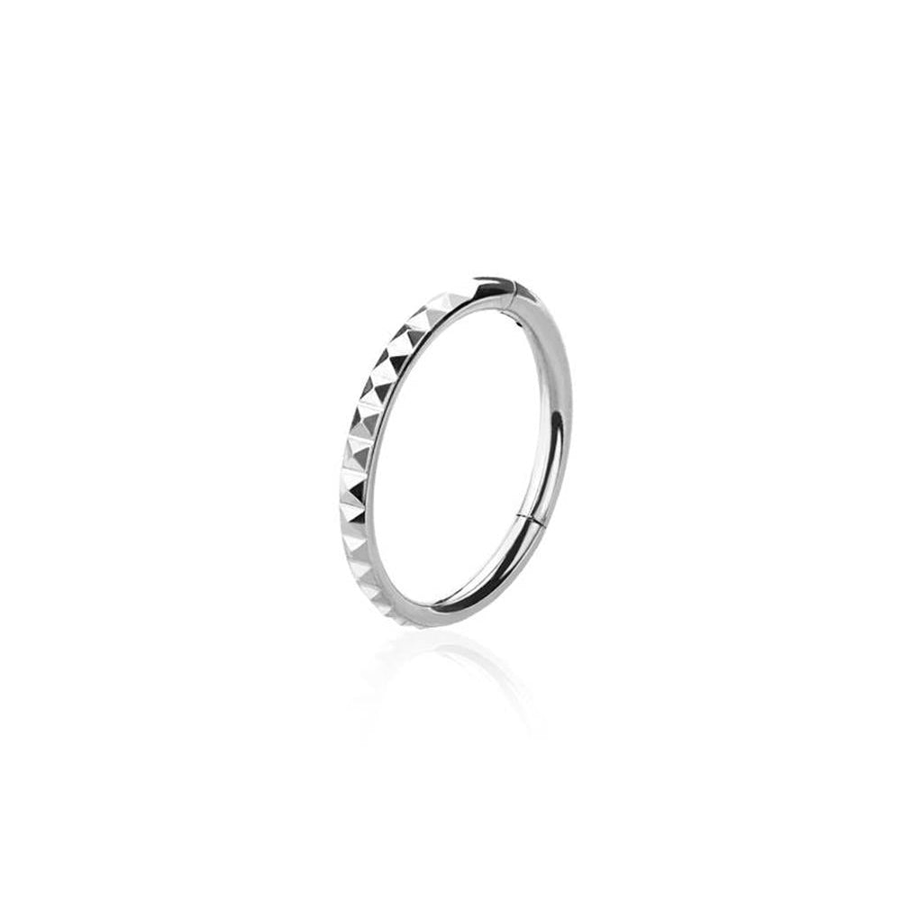Premium Surgical Steel Pyramid Stud Hinged Segment Ring 16g