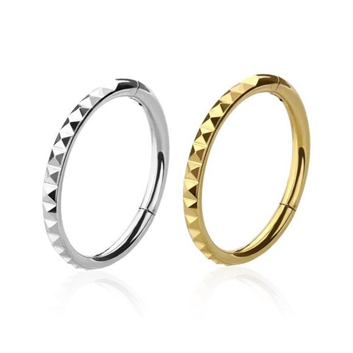 Premium Surgical Steel Pyramid Stud Hinged Segment Ring 16g – BodyMods