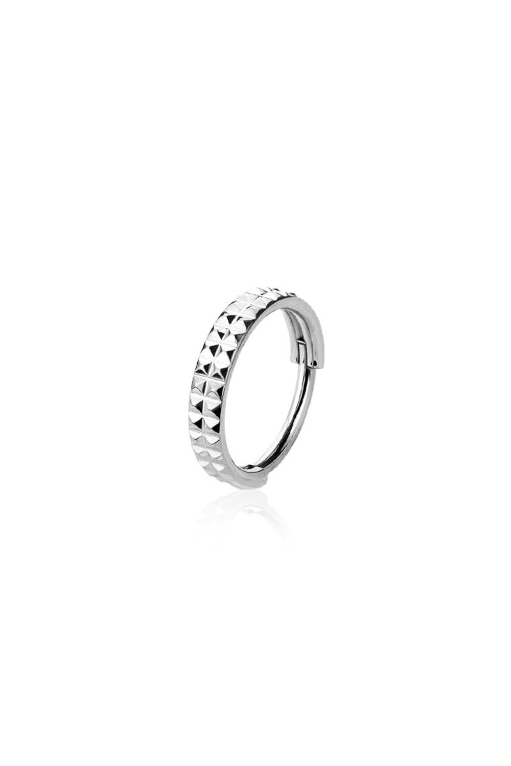 Premium Surgical Steel Double Pyramid Stud Hinged Segment Ring 16g