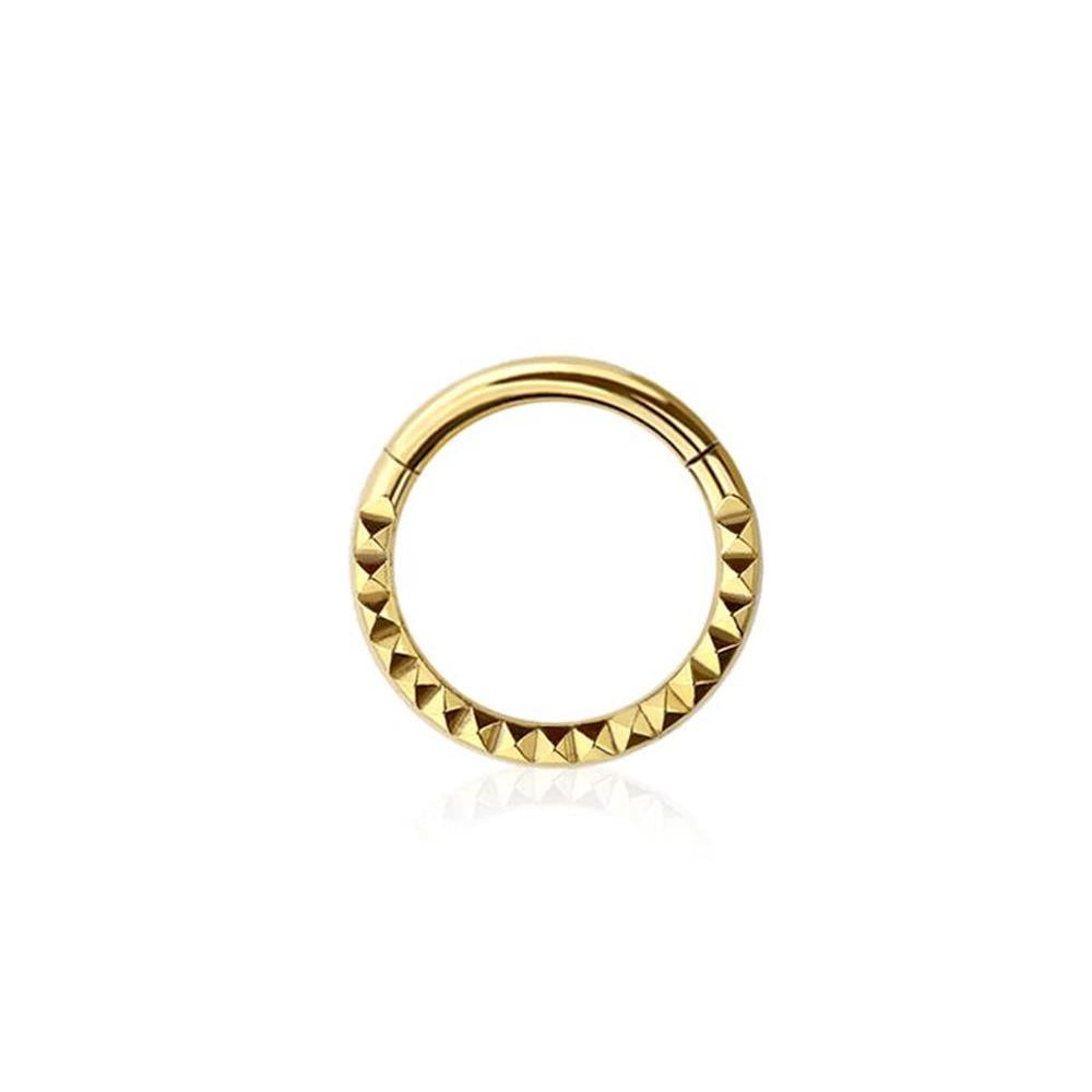 Premium Surgical Steel Side-Set Pyramid Stud Hinged Segment Ring 16g
