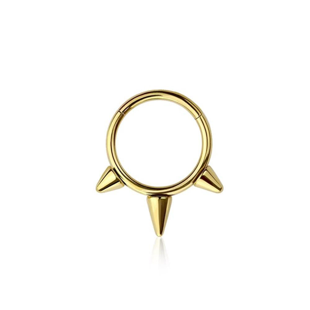 Premium Surgical Steel Triple Spike Hinged Segment Ring 16g