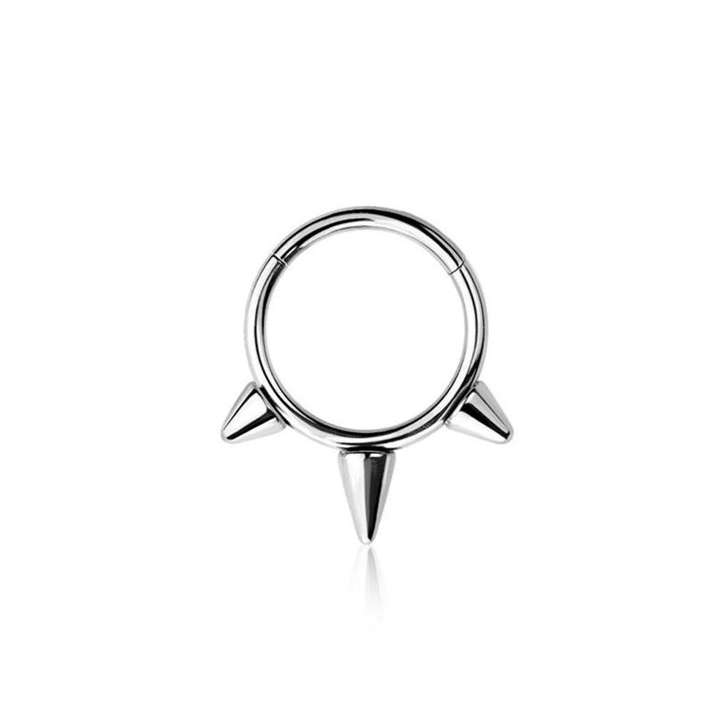 Premium Surgical Steel Triple Spike Hinged Segment Ring 16g