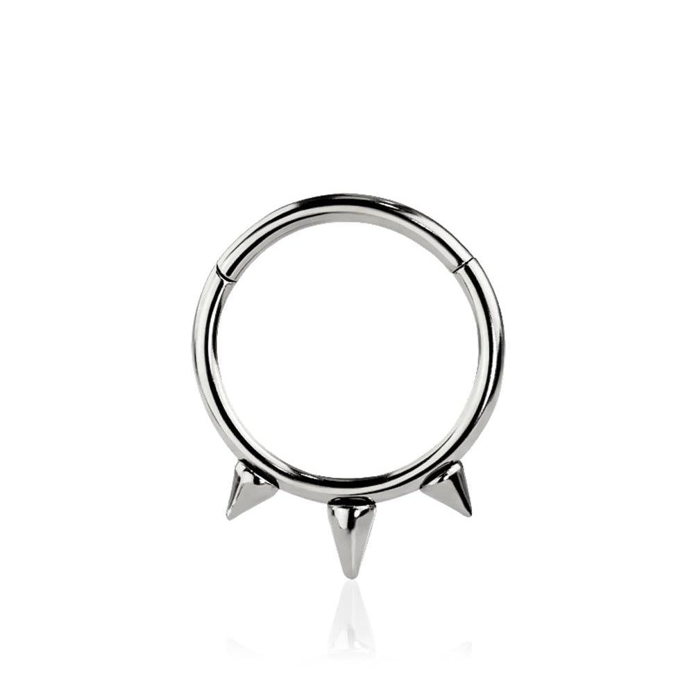 Premium Surgical Steel Triple Spike Hinged Segment Ring 16g