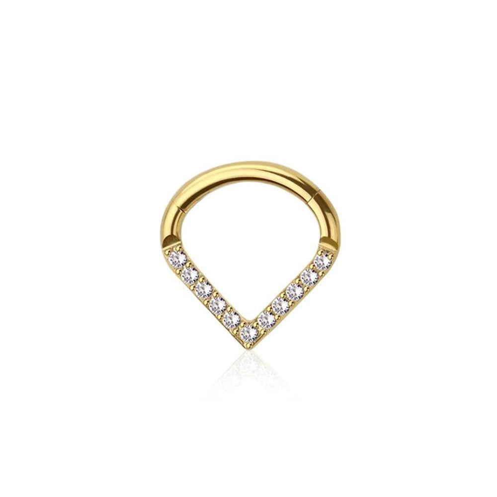 Premium Crystal Triangle Segment Ring 16g