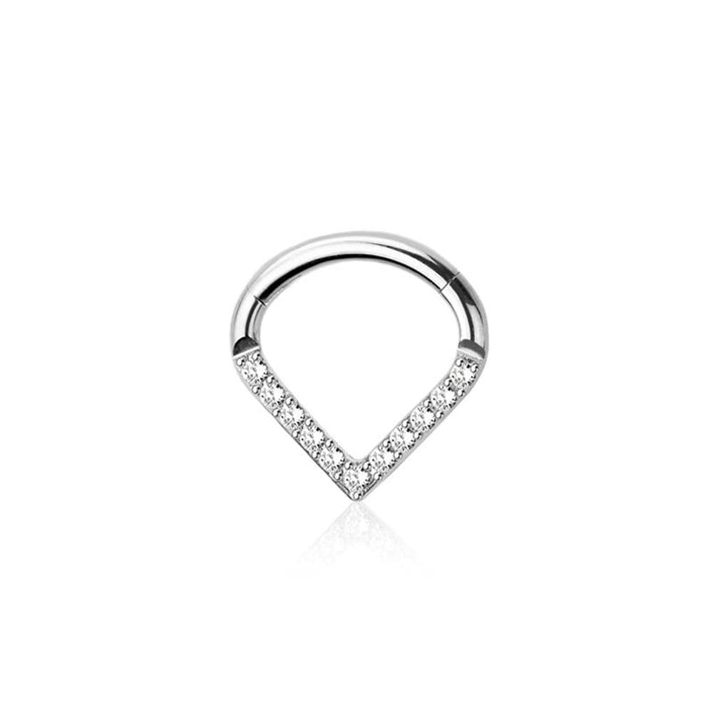 Premium Crystal Triangle Segment Ring 16g