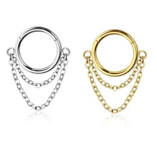 Premium Surgical Steel Double Chain Segment Ring 16g