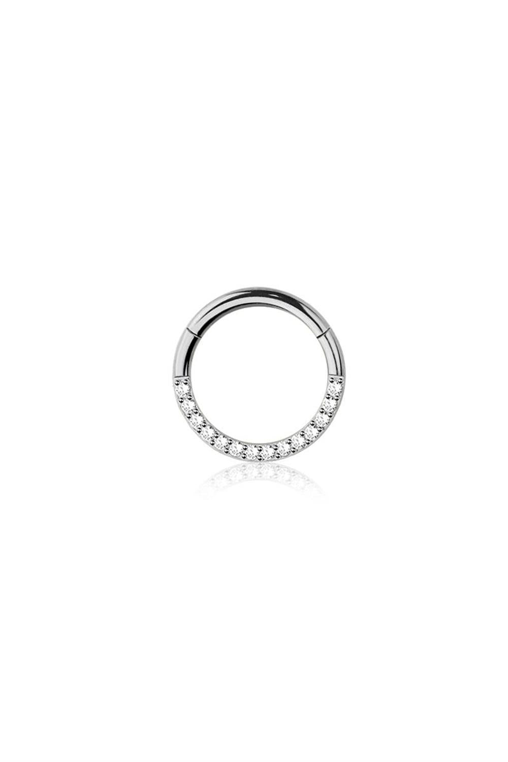 Premium Surgical Steel Side-Set Pavé-Set Crystal Edge Hinged Segment Ring 16g