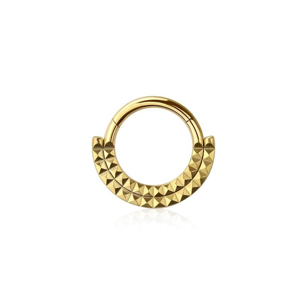 Premium Surgical Steel Layered Pyramid Stud Arc Hinged Segment Ring 16g
