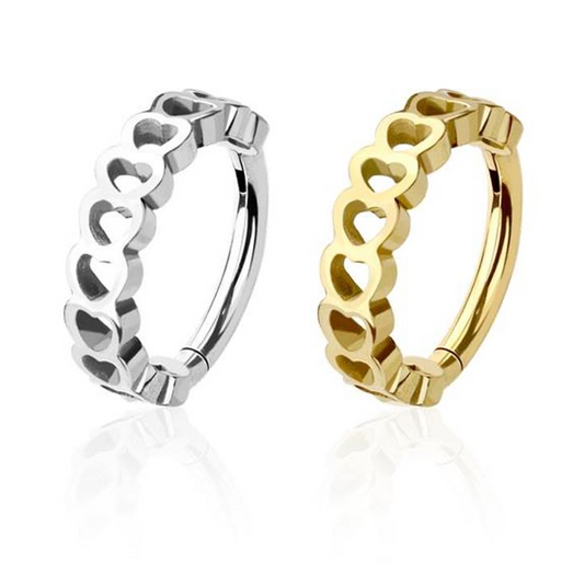 Premium Surgical Steel Cut-Out Heart Hinged Segment Ring 16g