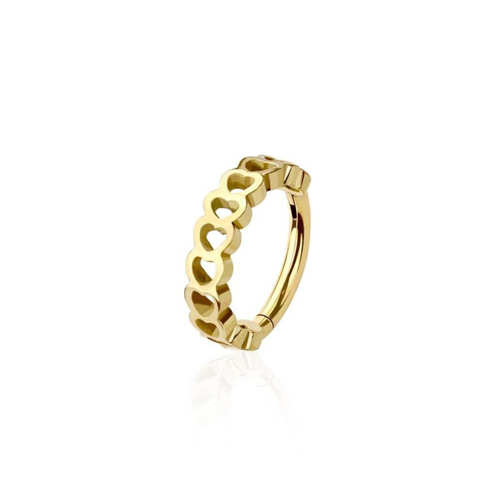 Premium Surgical Steel Cut-Out Heart Hinged Segment Ring 16g