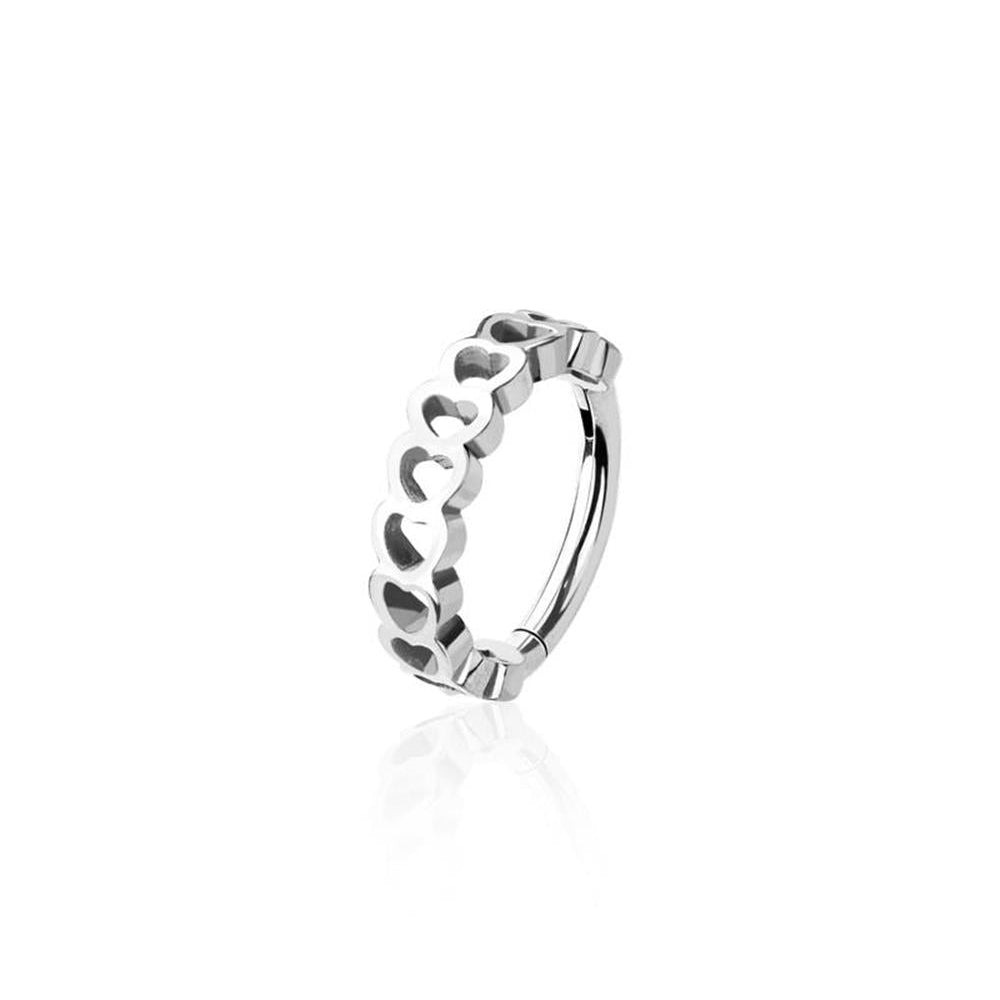 Premium Surgical Steel Cut-Out Heart Hinged Segment Ring 16g