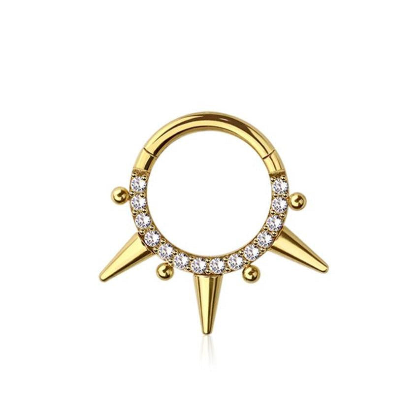 Crystal Spiked + Dotwork Segment Ring 16g