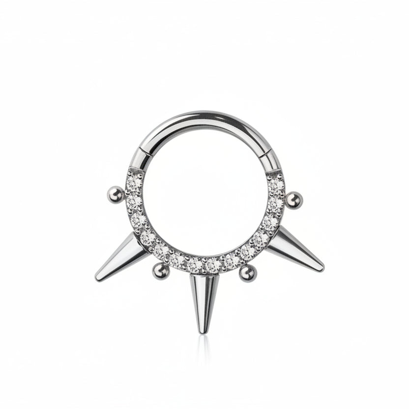 Crystal Spiked + Dotwork Segment Ring 16g