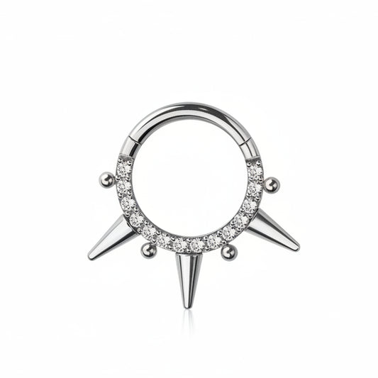 Crystal Spiked + Dotwork Segment Ring 16g