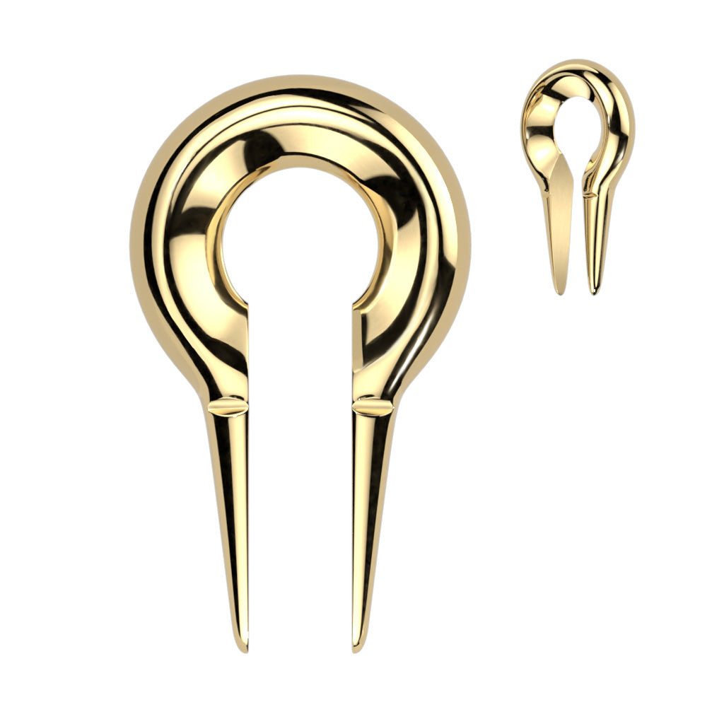 Gold Double Prong Keyhole Ear Weights 2g - 00g