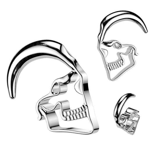 Surgical Steel High Polish Skull Ear Hangers 14g-0g