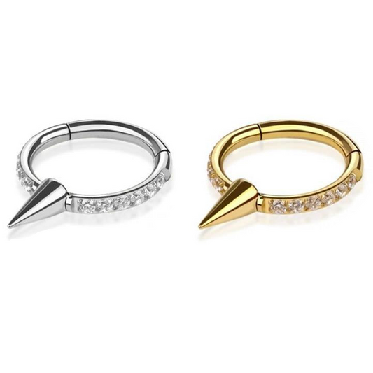 Premium G23 Titanium Spike + Crystal Edge Hinged Segment Ring 18g - 16g