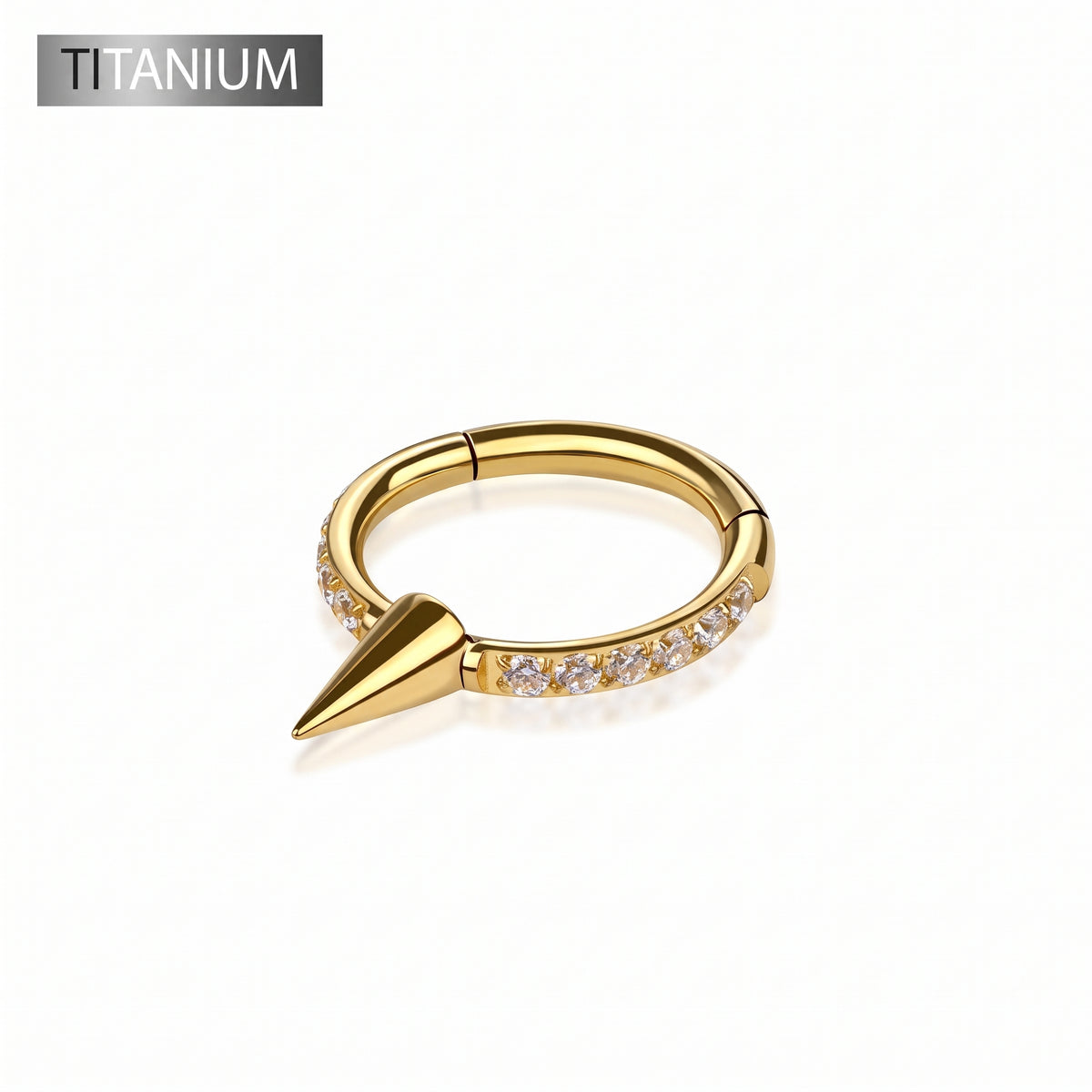 Premium G23 Titanium Spike + Crystal Edge Hinged Segment Ring 18g - 16g