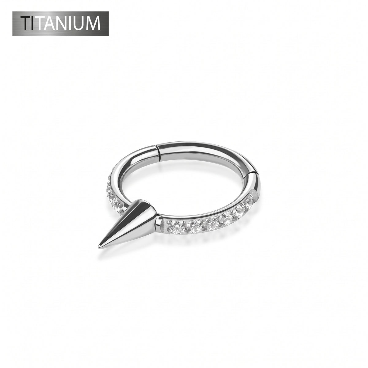 Premium G23 Titanium Spike + Crystal Edge Hinged Segment Ring 18g - 16g