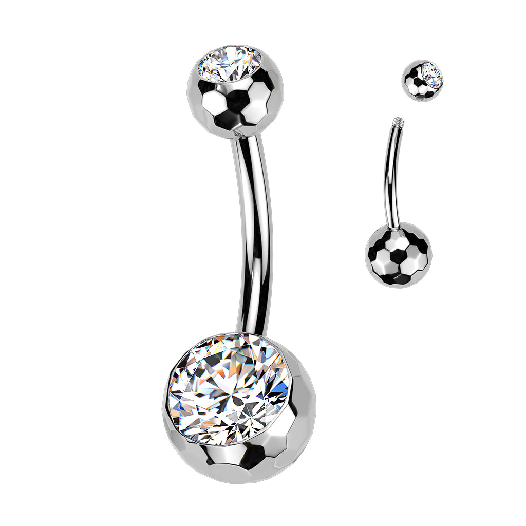 Premium G23 Titanium Small Crystal Navel Barbell 14g