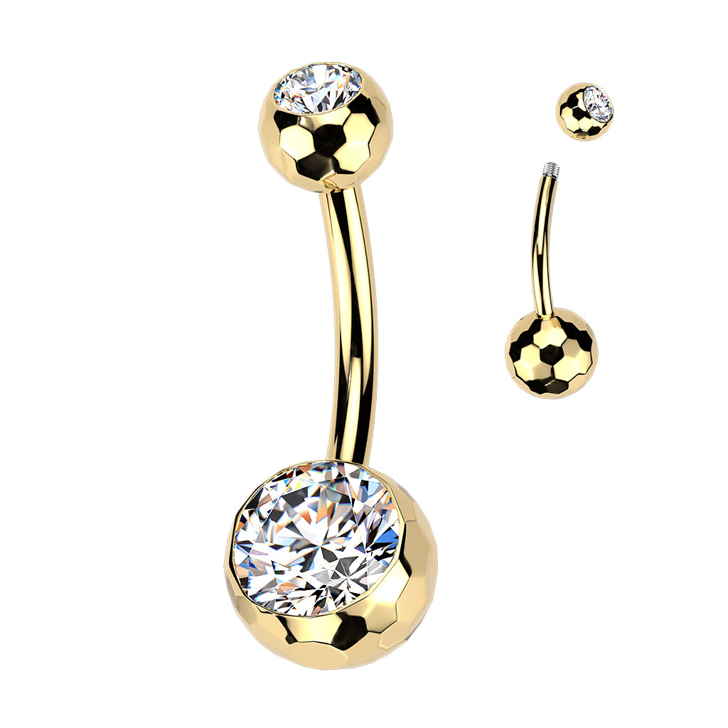 Premium G23 Titanium Small Crystal Navel Barbell 14g