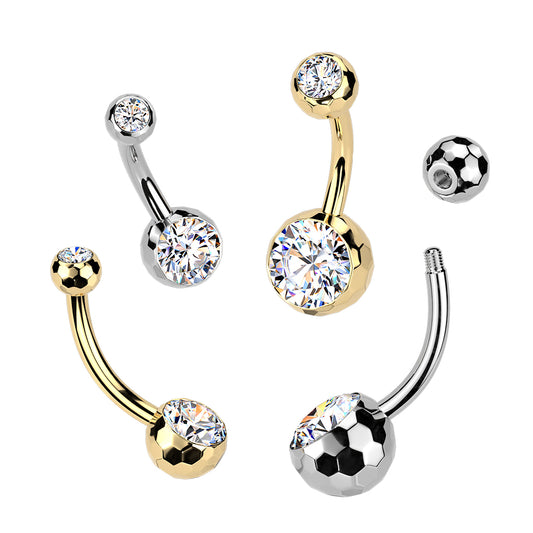 Premium G23 Titanium Small Crystal Navel Barbell 14g