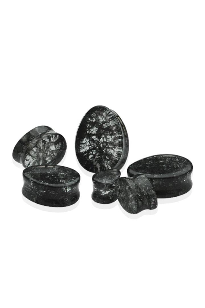 Tear Drop Smokey Crushed Quartz Saddle Plugs 2g – 1"
