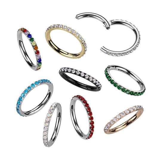 Premium G23 Titanium Claw-Set Crystal Edge Segment Ring 16g