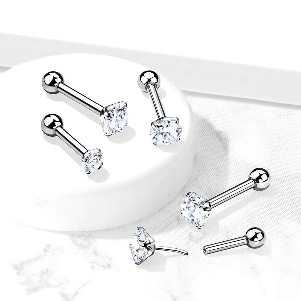 Threadless - 18g, 16g - 6 or 8mm length - 3 or 4mm jewel size