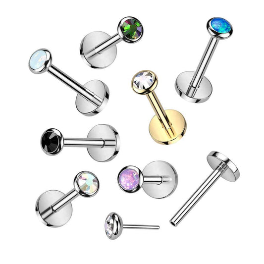 Threadless - Bezel Set - Austrian Crystal - 18g or 16g - 3 or 4mm crystal