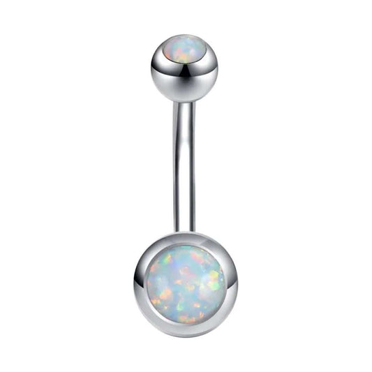 Titanium-Opal-Belly-Barbell-White