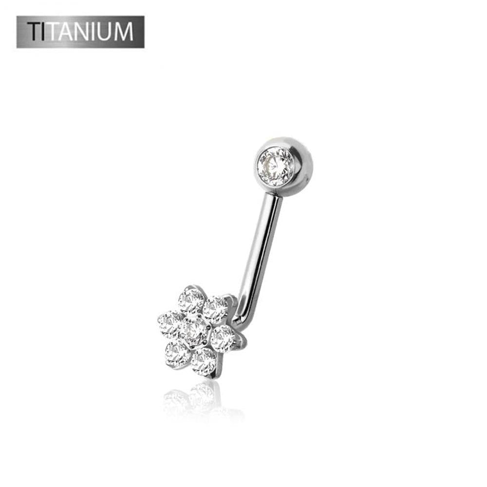 Premium G23 Titanium Crystal Flower Christina Bar 14g