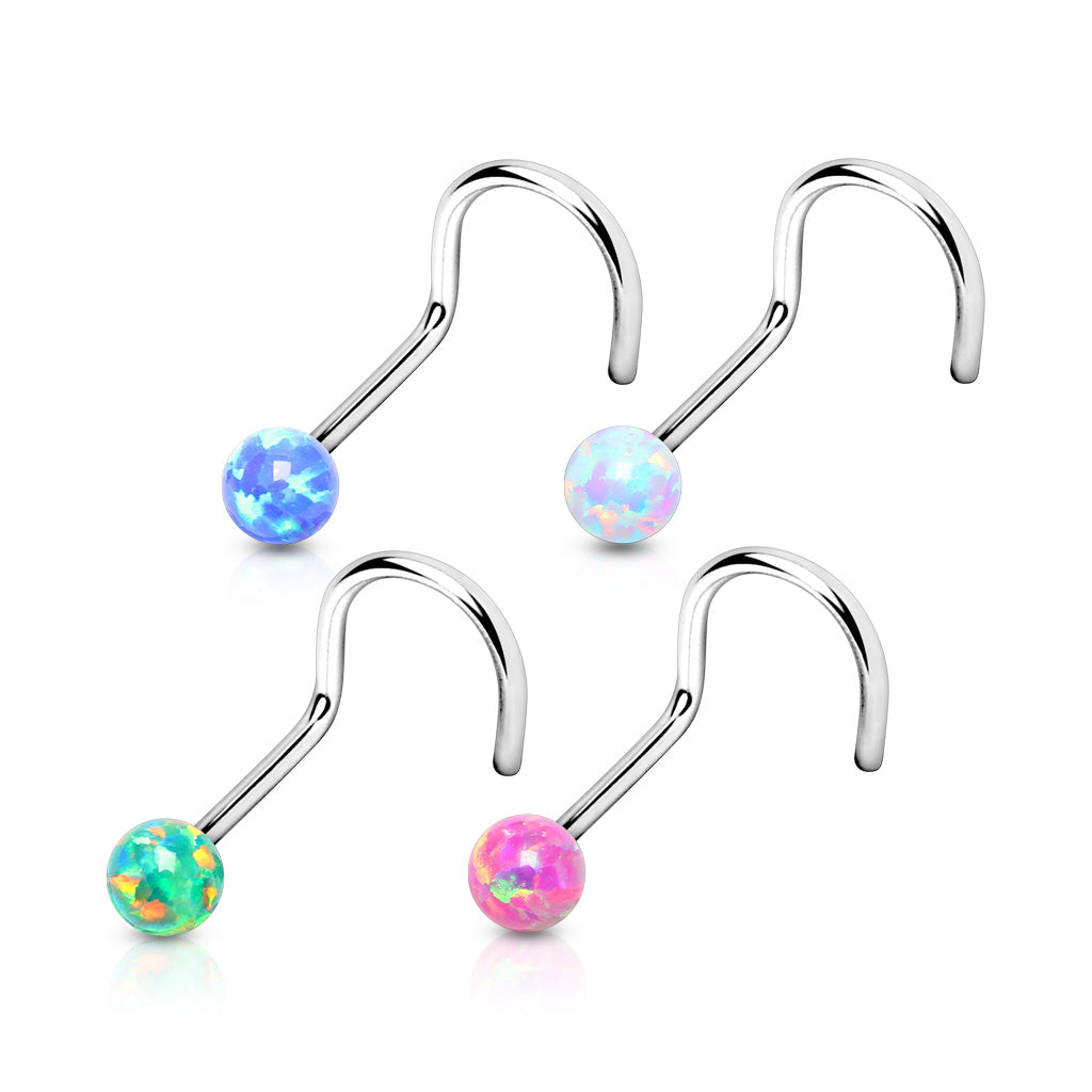 Premium Surgical Steel Round Opal Nose Screw