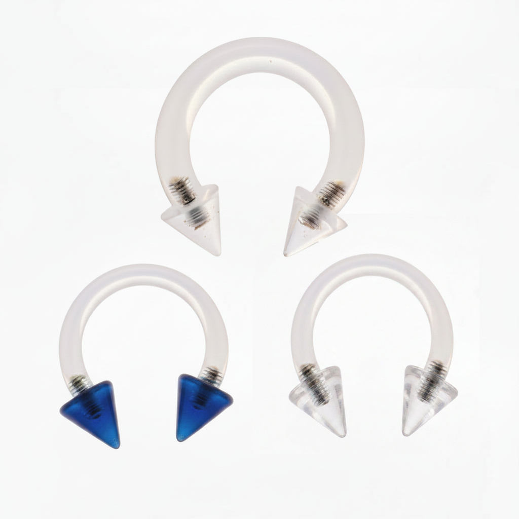 Clear Lucite Spiked Circular Barbell Internally Threaded