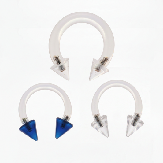 Clear Lucite Spiked Circular Barbell Internally Threaded