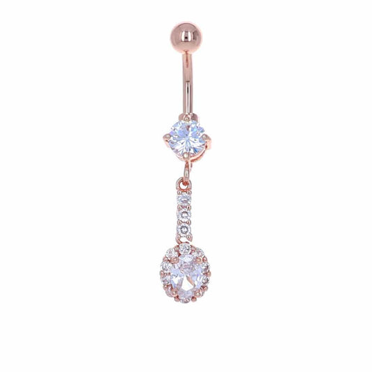 navel-belly-curved-barbell-dangle-tassel-surgical-steel-ion-plated-rose-gold-claw-set-oval-jewelry