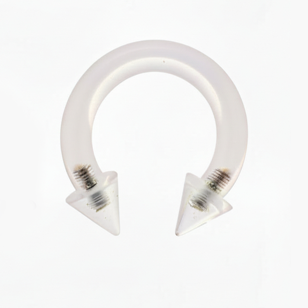 Clear Lucite Spiked Circular Barbell Internally Threaded
