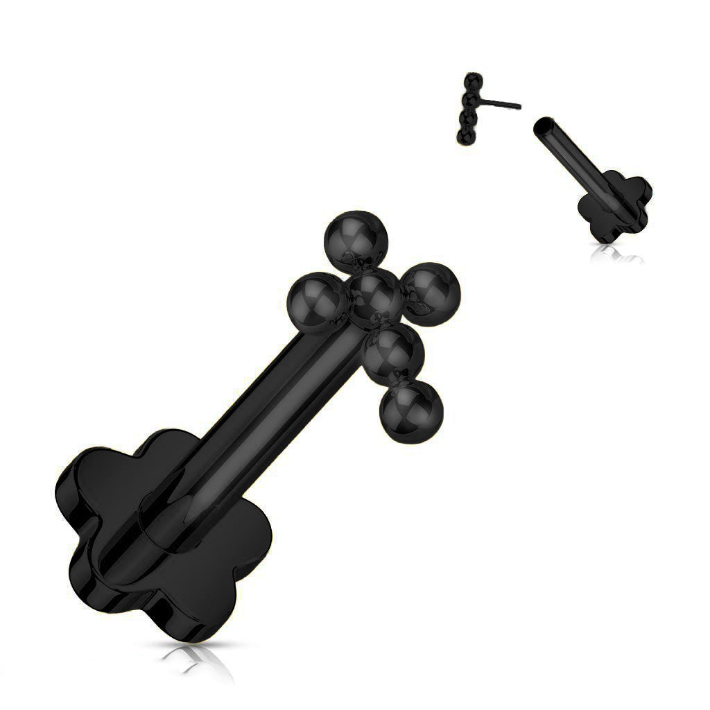 Premium G23 Titanium Fancy Dotwork Cross Threadless Flat Back