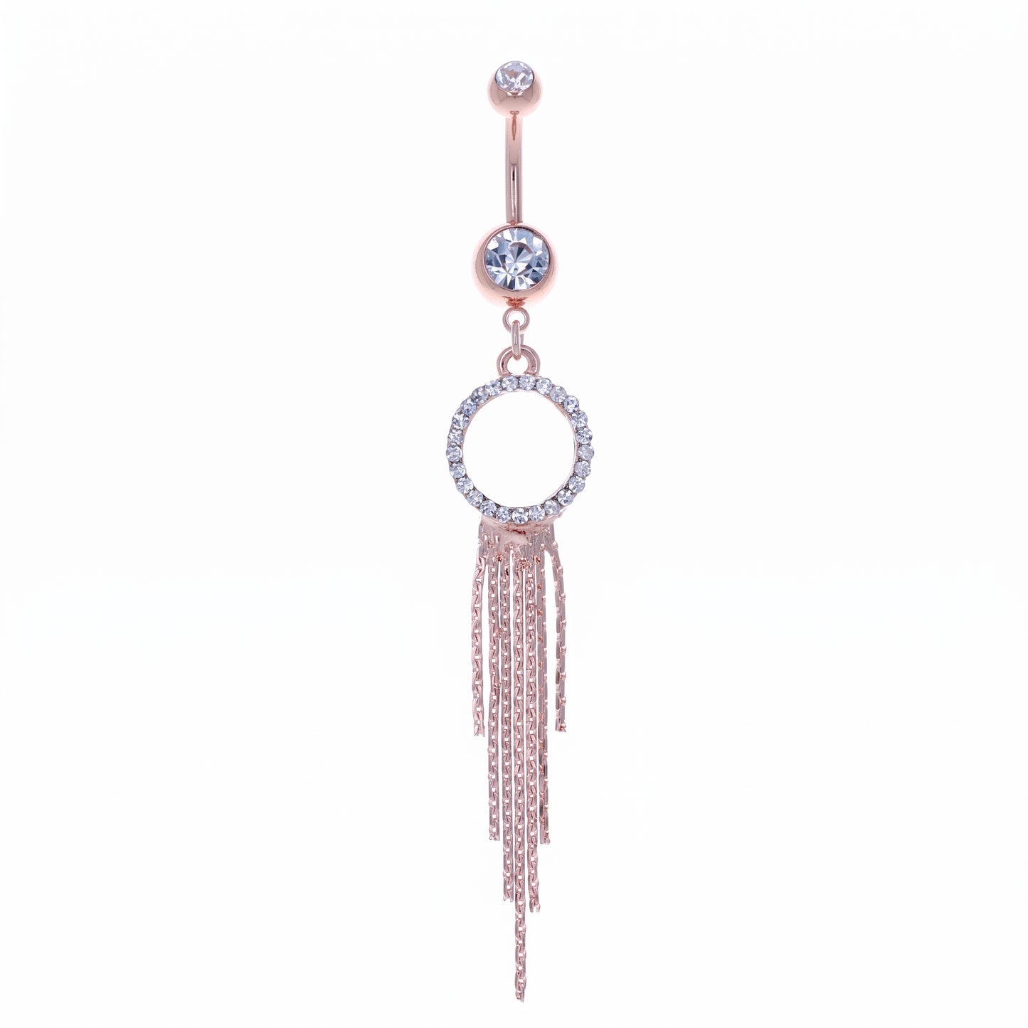 Pavé Crystal Circle + Chains Belly Dangle 14g