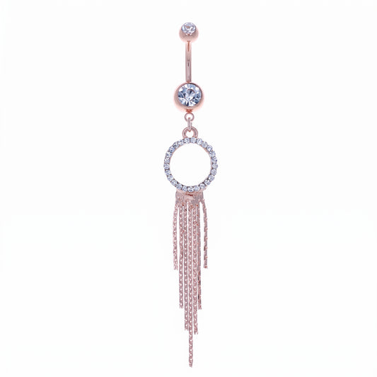 Pavé Crystal Circle + Chains Belly Dangle 14g