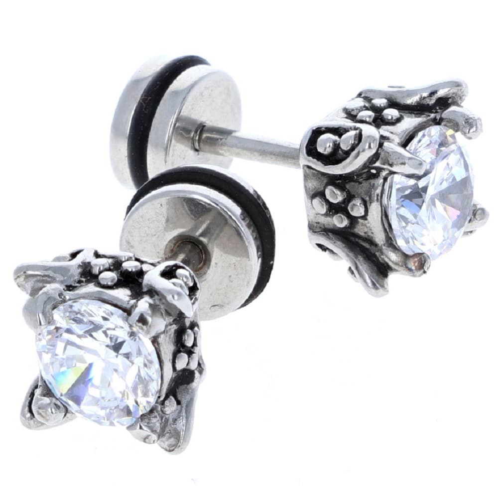 fakers-cheaters-earrings-mens-womens-stud-surgical-steel-claw-set-nordic-flower-style