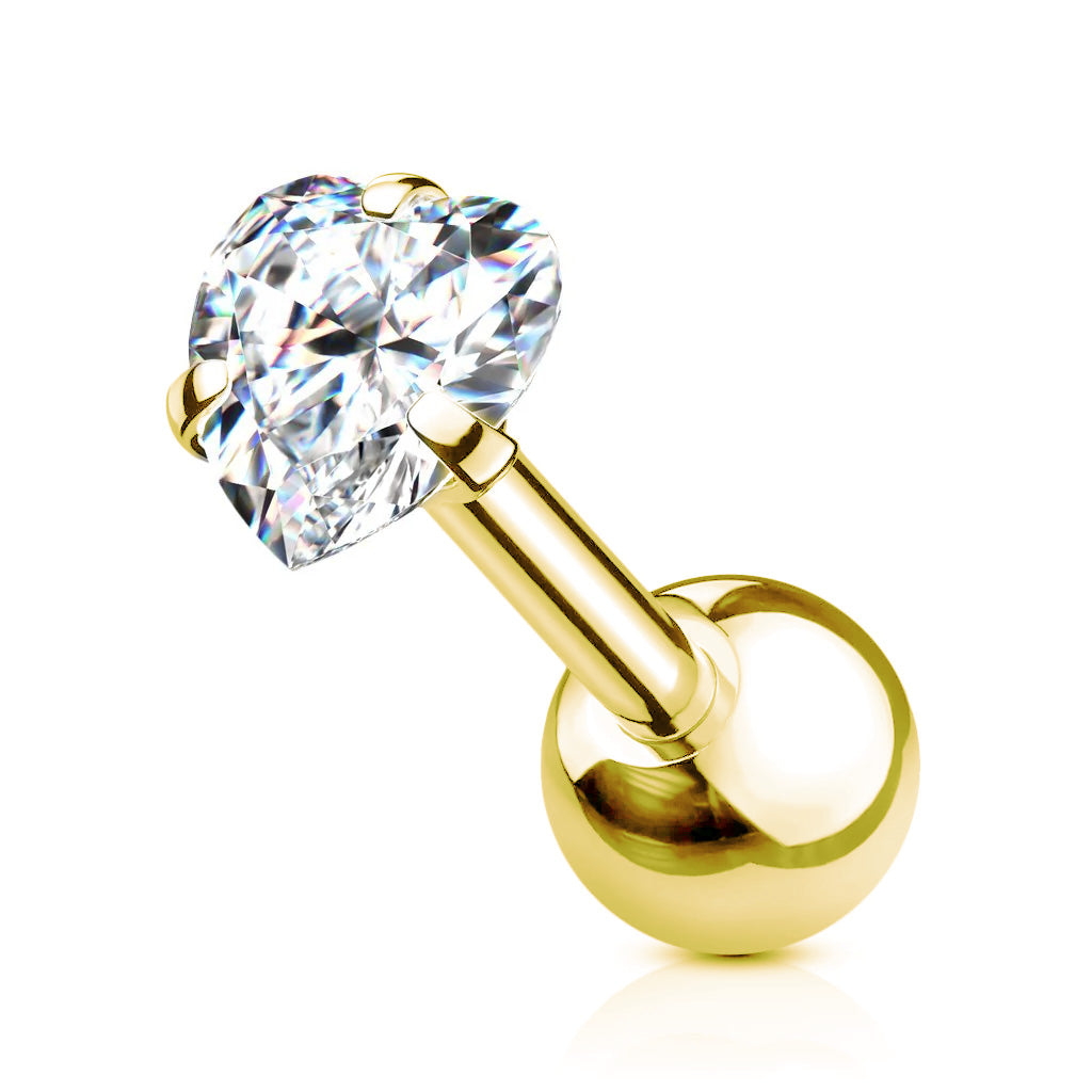 Premium PVD Heart Claw-Set Ball Back 16g