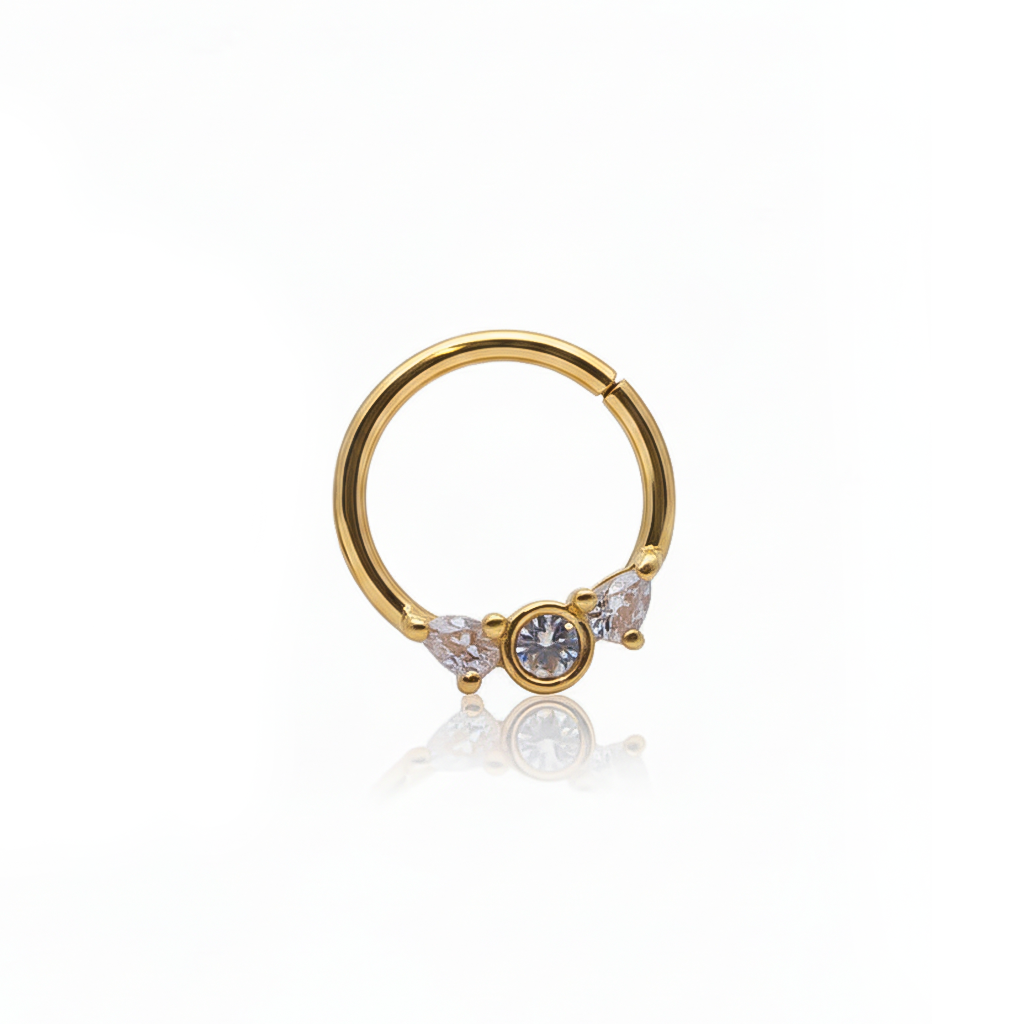 2 Claw-Set Teardrop + Circle Crystal Bendable Ring 16g