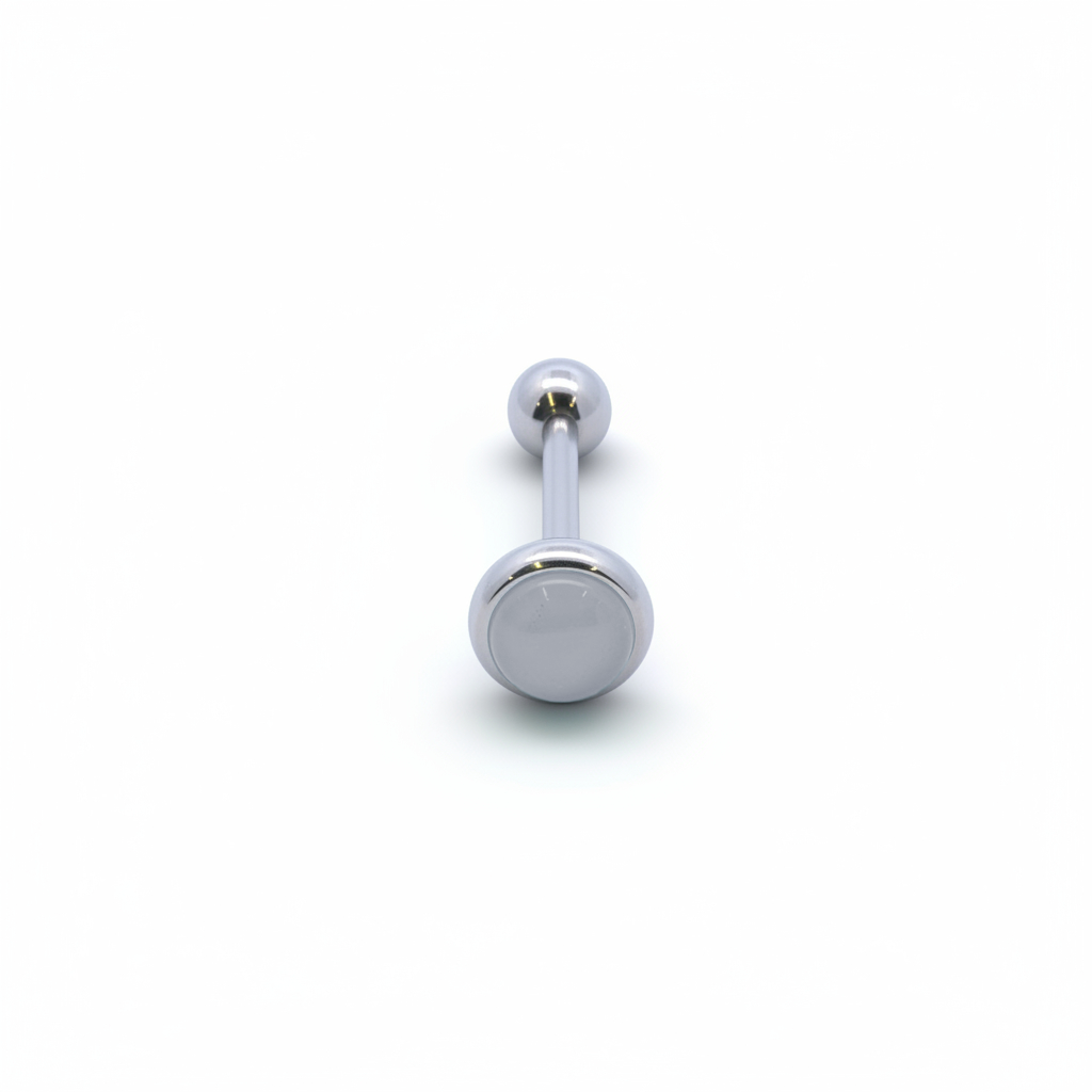 Premium Moonstone Bezel-set Tongue Barbell 14g