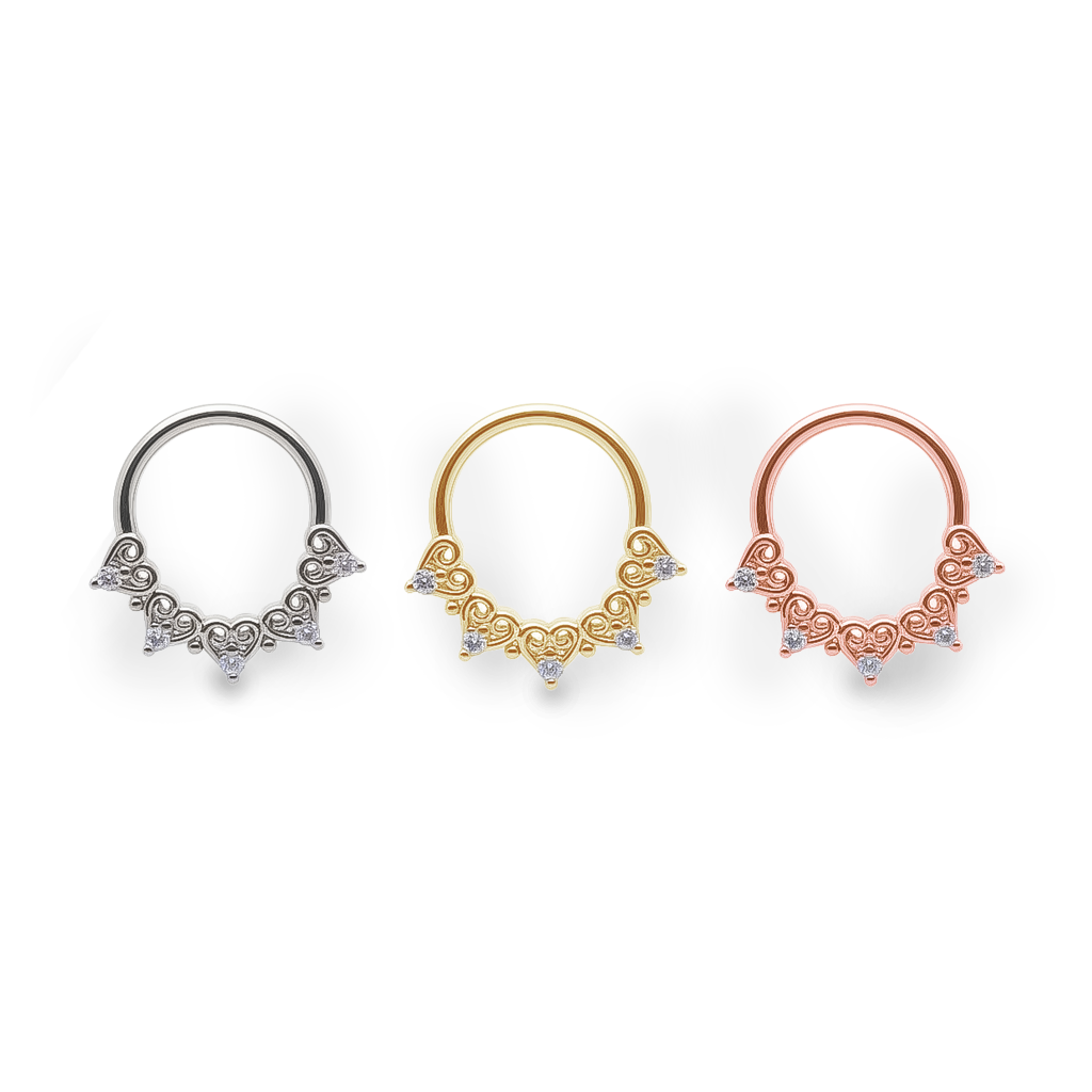 5 Hearts + Claw-Set Crystal Bendable Ring 16g
